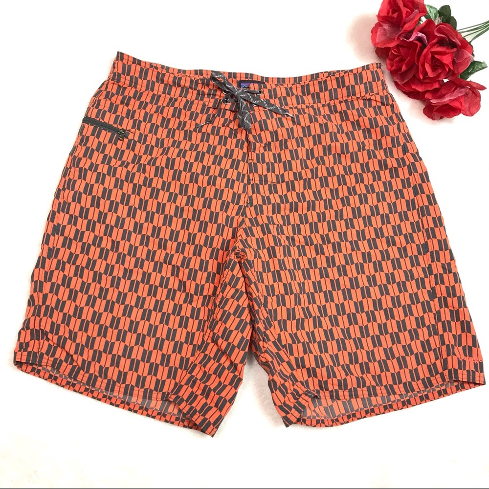 Patagonia Orange/Gray Men’s Swim Board Surfing Shorts 34